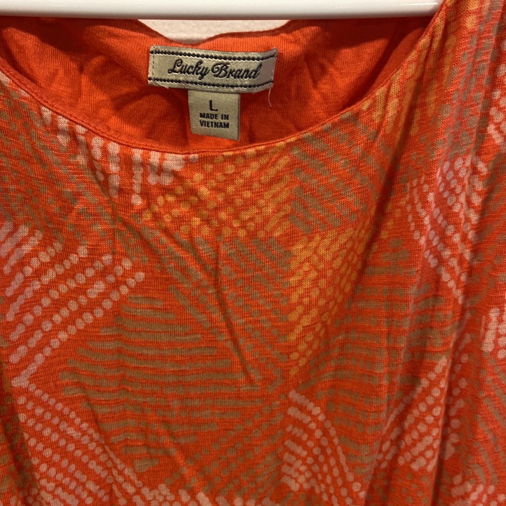 Lucky Brand Peach and Gold Midi Dress Size Large - Picture 2 of 3